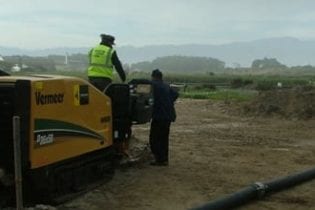 drill rig being positioned on-site image