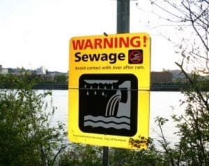 sewage warning sign image