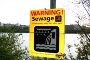 sewage warning sign image