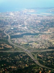 Road network aerial view