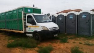 A truck delivers the mobile toilets Lizeka Tandwa News24
