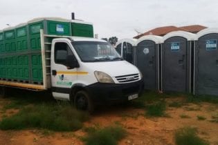 A truck delivers the mobile toilets Lizeka Tandwa News24