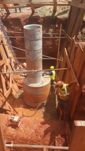 A new sewer manhole in-between the railway tracks at Park Station.