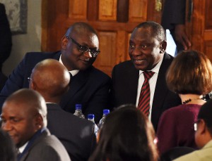 Gauteng Premier David Makhura and Deputy President Cyril Ramaphosa at the Gauteng Economic Indaba