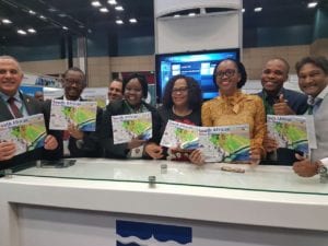 Minister of Water and Sanitation Nomvula Mokonyane (centre) and CEO of the Water Research Commission, Dhesigen Naidoo (far right) with ministers and delegates from throughout Africa during the launch of the Mine Water Atlas at the ICC in Durban.