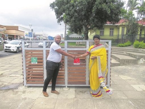 KwaDukuza Waste Manager Wilson Mhlongo and deputy mayor Dolly Govender during the demonstration. Photo supplied