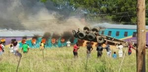 A Shosholoza Meyl train was en route to Johannesburg from Port Elizabeth when it collided with a truck at the Geneva level crossing in the Free State Photo: Arrive Alive