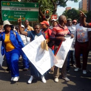 Several intersections in Pretoria CBD were closed off as a large crowd of protesting SA Municipal Workers Union marched to Tshwane House. The SAMWU memorandum was received by city manager Moeketsi Mosola. MEDIA: ANA Reporter