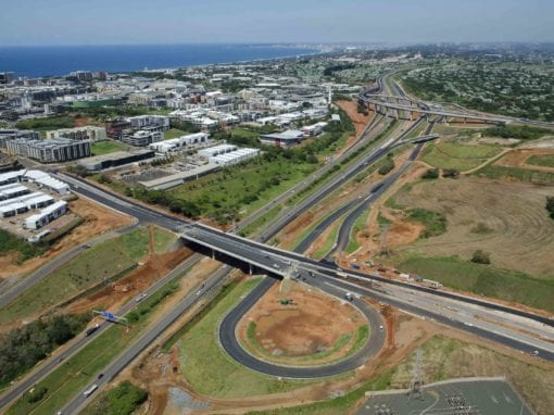 The Cornubia Bridge that crosses the N2 highway linking uMhlanga Ridge Boulevard to Cornubia.