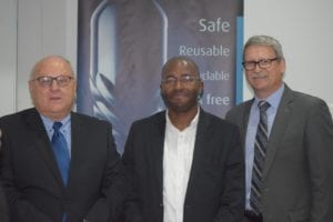 (FLTR): Bernhard Mahl (outgoing chairman), Mxolisi Khutama (2019 Chairman) and Anton Hanekom (Executive Director)