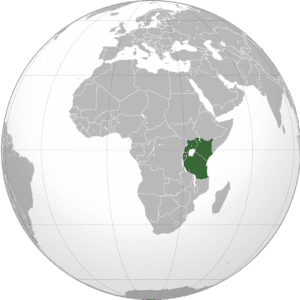 East Africa indicated on a globe