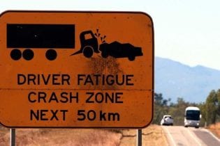 Driver fatigue warning sign