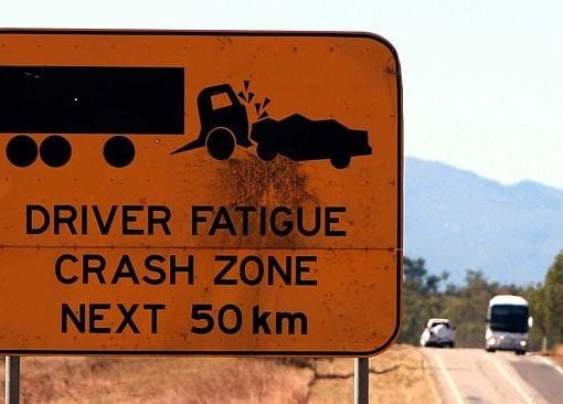 Driver fatigue warning sign