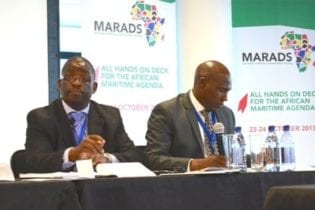 Left CEO Tsietsi Mokhele and COO Sobantu Tiyali - Chairing the Heads of Maritime Administration Conference in Sandton