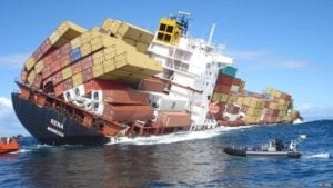 Container ship sinking