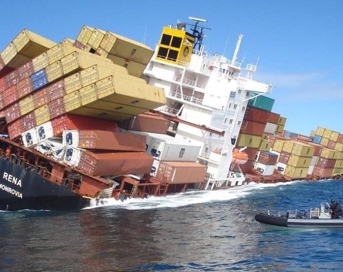 Container ship sinking