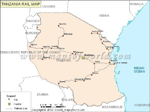 Tanzania rail map image