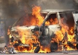 Taxi on fire image