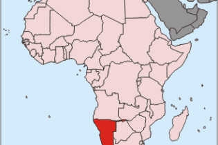 African map with Namibia highlighted