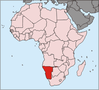 African map with Namibia highlighted