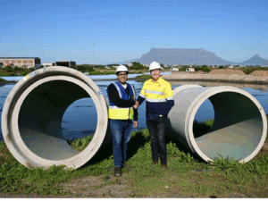 Councillor Zahid Badroodien, the City’s Mayoral Committee Member for Water and Sanitation, with Dean McPherson, Minister of Public Works