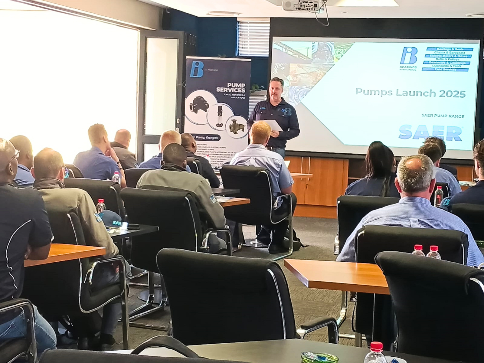 Jan Saayman Bi Marketing Manager addressing attendees during the SAER pump launch event