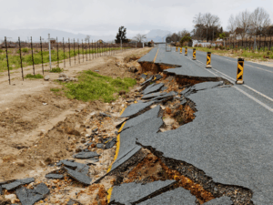 Road damage on regional road