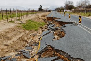 Road damage on regional road