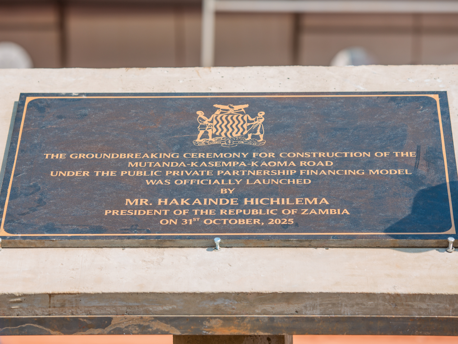 Groundbreaking ceremony plaque for Walvis Bay Port opening