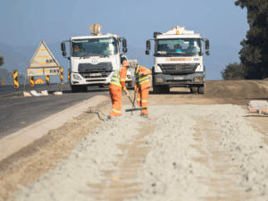 Road creation with AfriSam Roadstab cement bags and sand