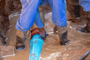 man standing in flooded water area municipal water and sanitation systems