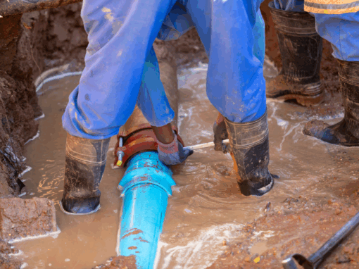 man standing in flooded water area municipal water and sanitation systems