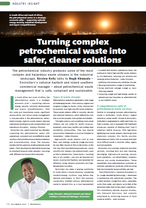 EnviroServ story in ReSource Magazine December 2025 issue