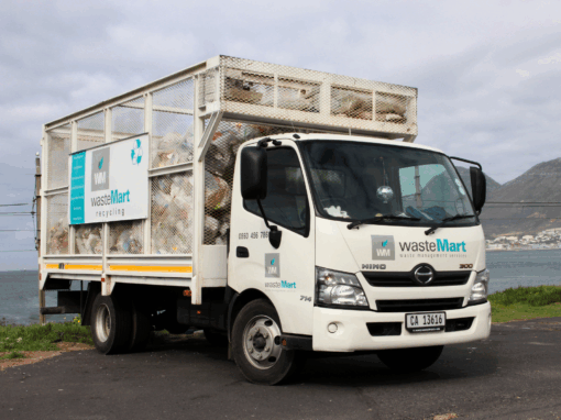 Waste Mart truck in Cape Town background for recycling