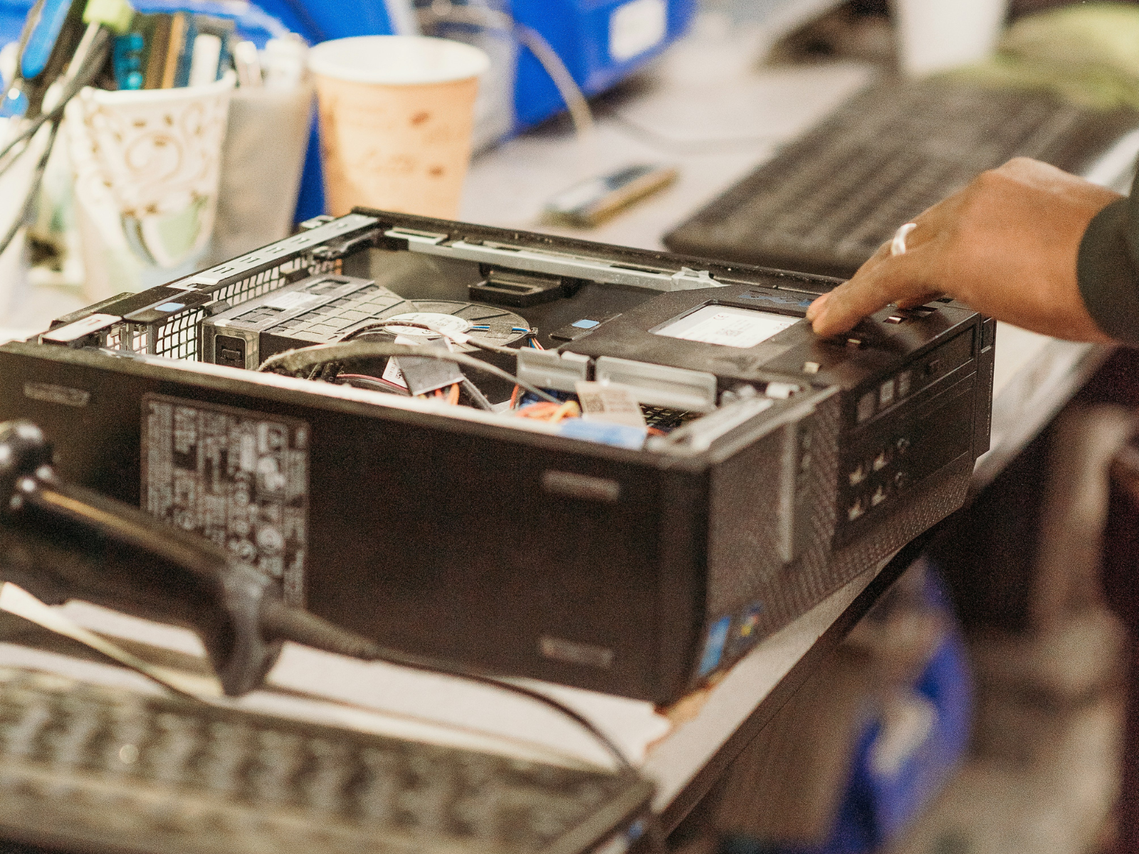 E-waste is often difficult to recycle due to its use of many different materials, requiring manual disassembly