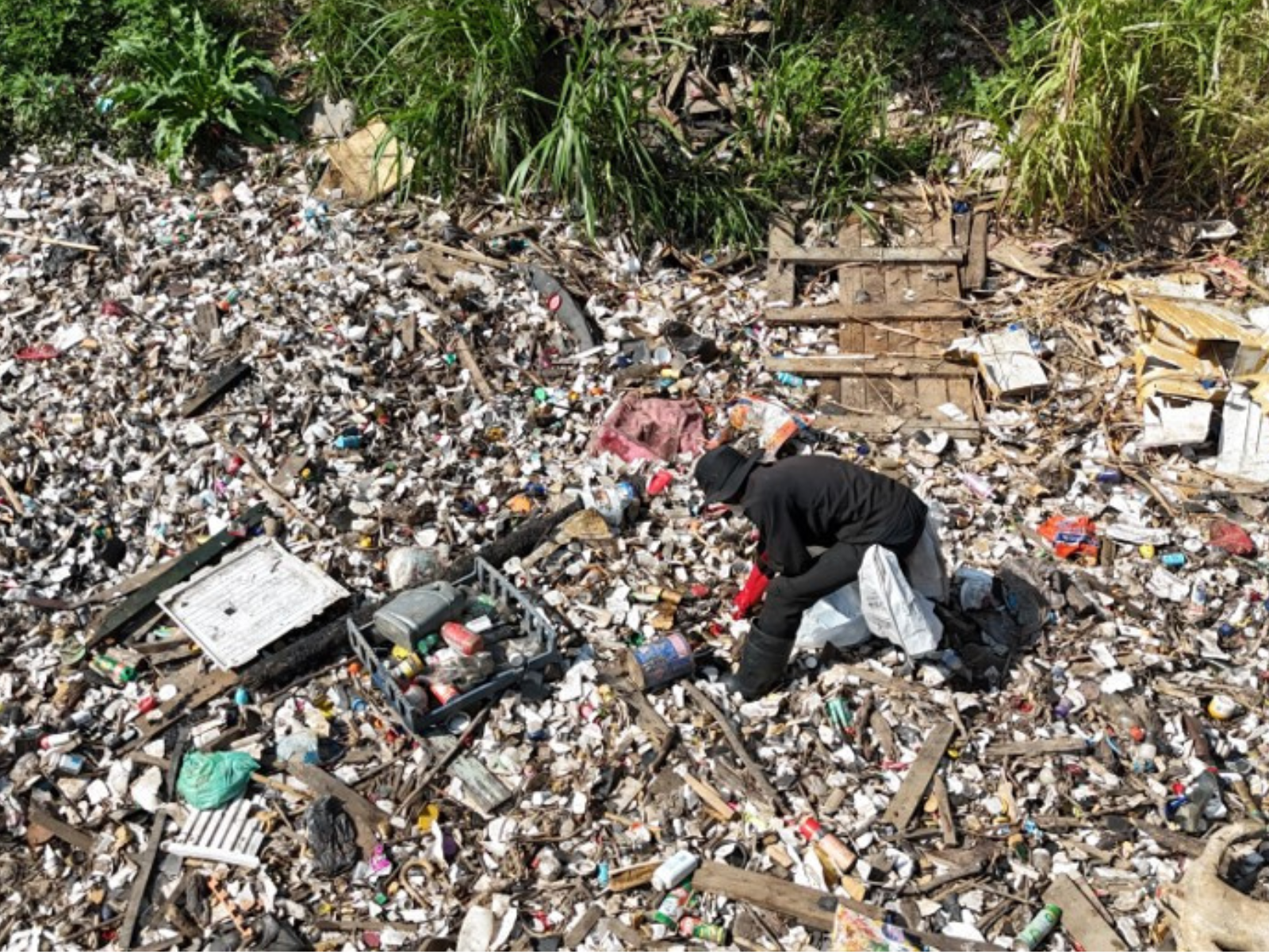 rubbish and litter collection in a river system