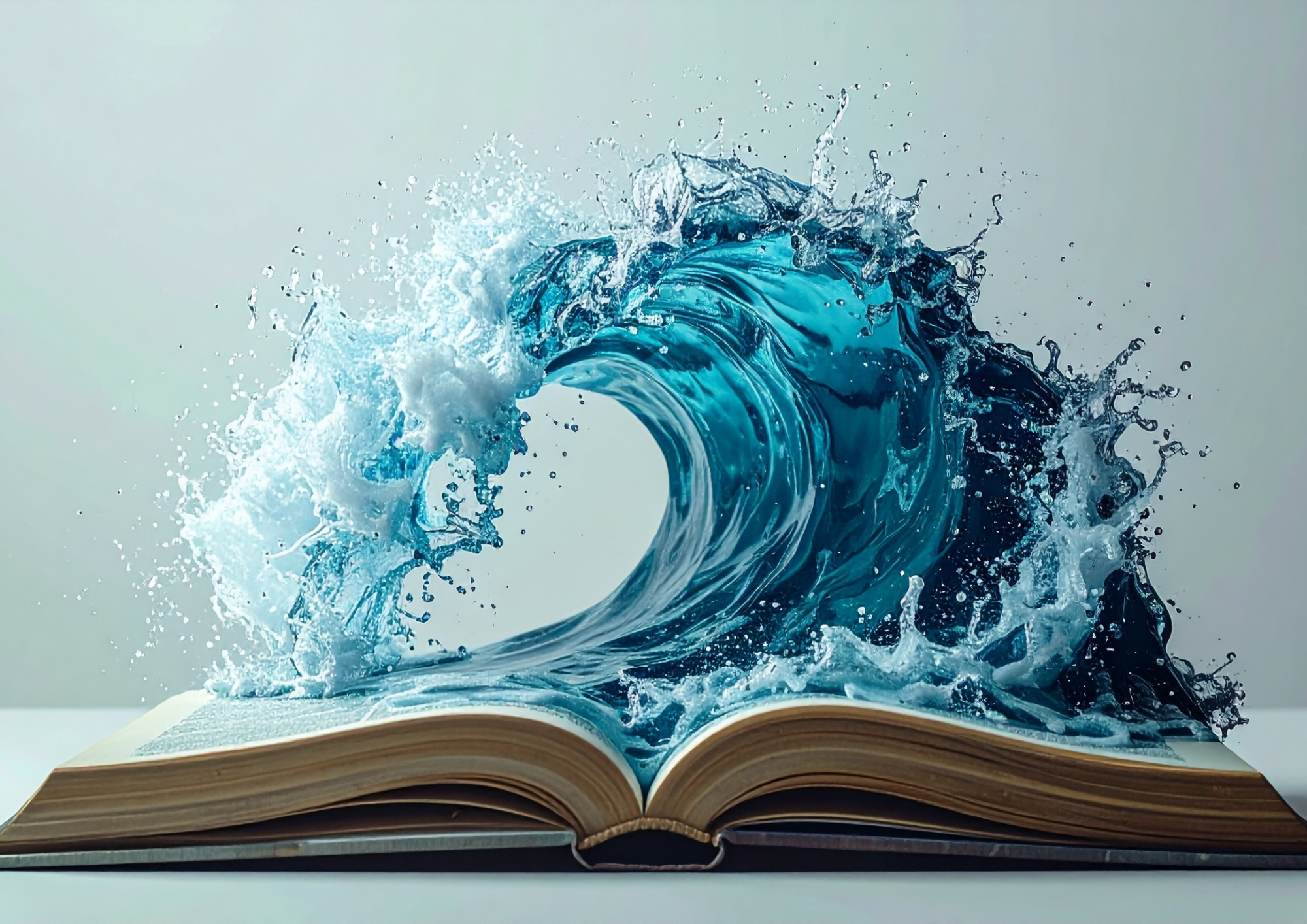 Ai generated water wave within a book