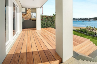Construction outlook with wooden deck