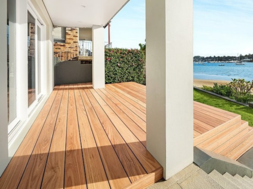 Construction outlook with wooden deck