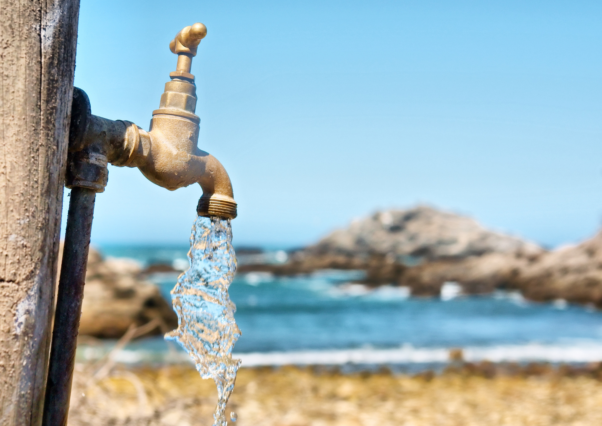 Water flowing from a tap