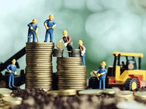 2026 Budget Speech related image with men building on coins