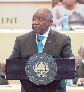 President of South Africa Cyril Ramaphosa delivering the State of the Nation Address (SONA) 2026 which positions infrastructure as a key economic driver. 