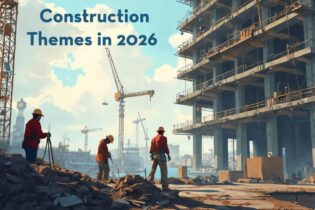 Construction trends for 2026 label over a building site image