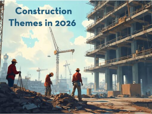 Construction trends for 2026 label over a building site image