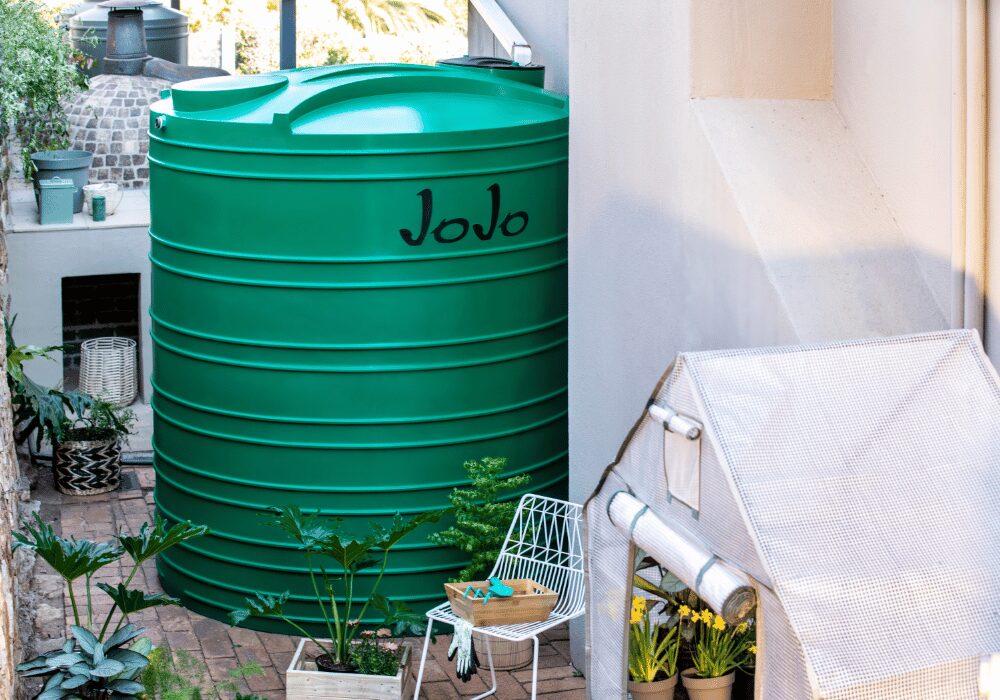 JoJo Tank in a backyard