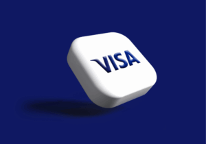 Visa logo on a 3d cube
