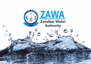 ZAWA Zanzibar Water Authority logo on water splash background