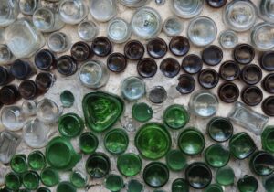 glass recycled into a wall