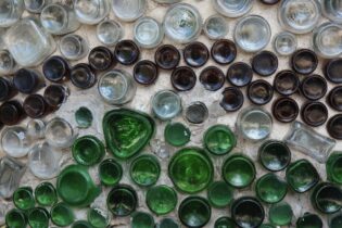 glass recycled into a wall