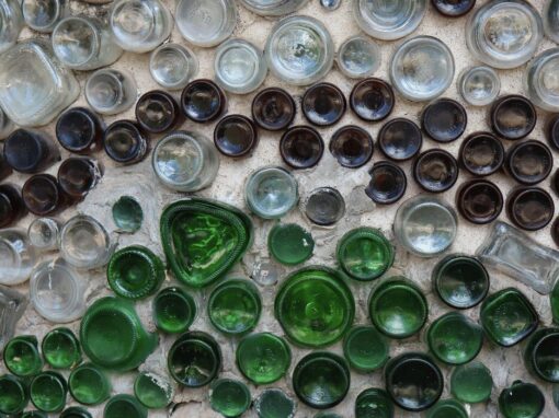 glass recycled into a wall